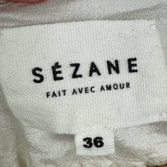 Sezane 100% Silk Elisa Black Ecru White Size 36 French / US 4 Button Top Blouse - Picture 7 of 14